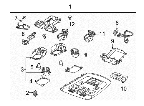 2014 Cadillac CTS Sunroof Reading Lamp Assembly Diagram for 25886562