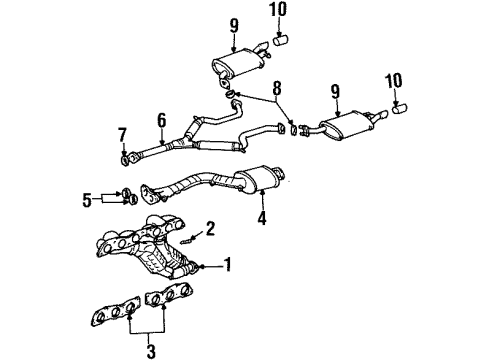 2000 Lexus SC300 Exhaust Components, Exhaust Manifold Exhaust Tail Pipe Assembly Diagram for 17440-46020