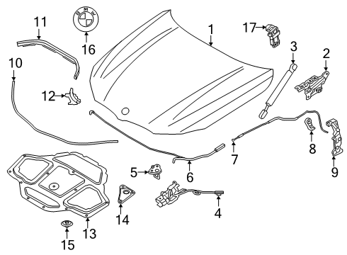 2018 BMW 640i xDrive Gran Turismo Hood & Components Gas-Filled Strut, Engine-Compartment Lid Diagram for 51237380609