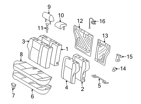 Diagram for 2010 Toyota Corolla Rear Seat Components 