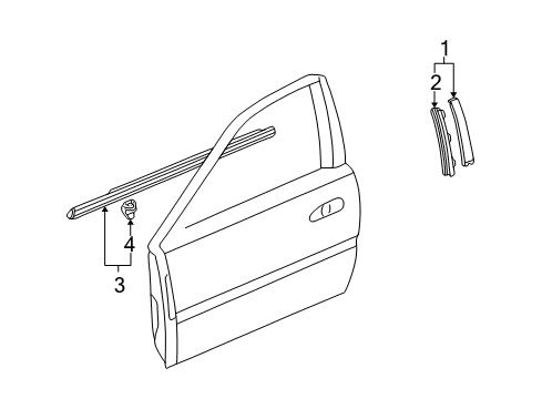 2003 Acura CL Exterior Trim - Door Molding Assembly, Right Front Door Diagram for 72410-S3M-A01