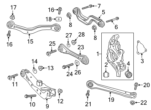 2022 Cadillac XT6 Rear Suspension Knuckle Diagram for 84943318