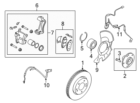 2010 Kia Soul Brake Components Front Brake Disc Dust Cover Right Diagram for 517562K000