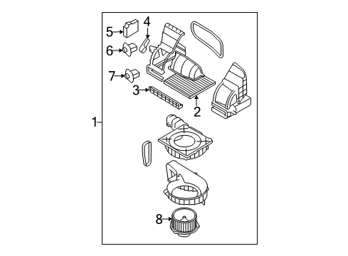 2008 Hyundai Accent Blower Motor & Fan Cover Assembly-Air Filter Diagram for 97129-1E000