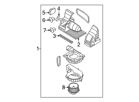 2010 Hyundai Accent Blower Motor & Fan Blower Unit Diagram for 97206-1E500