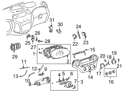 2003 Toyota Echo Cluster & Switches, Instrument Panel Dash Control Unit Diagram for 55910-52010