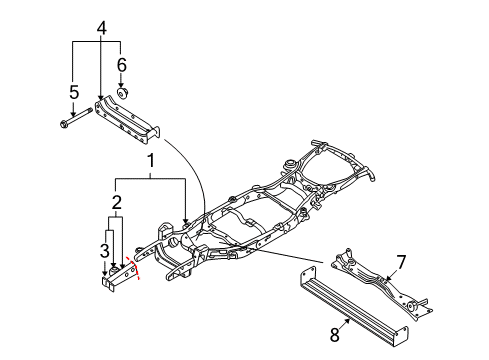 2007 Ford Explorer Sport Trac Frame & Components Rail End Diagram for 6L2Z-5D058-A