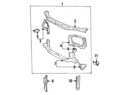 1995 Toyota Corolla Radiator Support Lock Support Diagram for 53215-12200