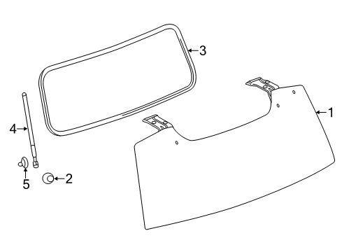 2018 Chevrolet Tahoe Lift Gate Lift Gate Glass Diagram for 23391078