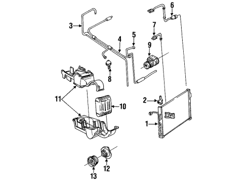 1991 Lincoln Continental Condenser, Compressor & Lines, Evaporator Components Hose Diagram for F1OZ-19C836-DA