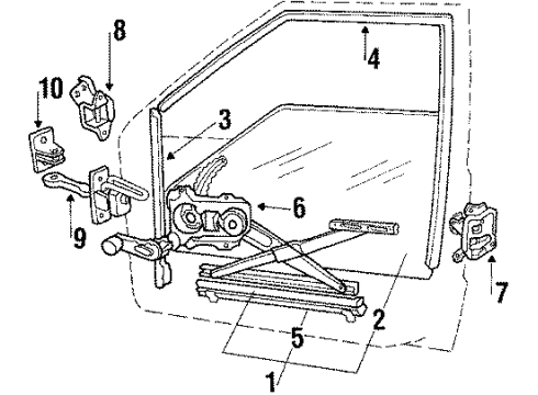 1989 Hyundai Excel Front Door - Glass & Hardware Door Lock Assembly, Right Diagram for 81906-21810