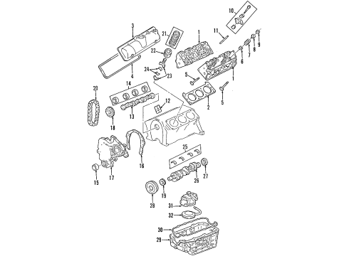 2002 Pontiac Aztek Engine Parts, Mounts, Cylinder Head & Valves, Camshaft & Timing, Oil Pan, Oil Pump, Crankshaft & Bearings, Pistons, Rings & Bearings Oil Pan Diagram for 24508996