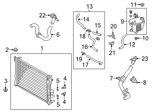 2020 Lexus UX250h Radiator & Components Outlet Sub-Assembly, Wat Diagram for 16304-24010