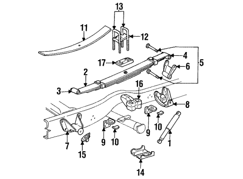 1996 Dodge Ram 1500 Rear Suspension Bearing-Auxiliary Spring Bumper Diagram for 52038234