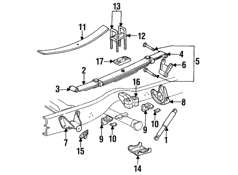 1996 Dodge Ram 1500 Rear Suspension Rear Leaf Spring Diagram for 52106297AE