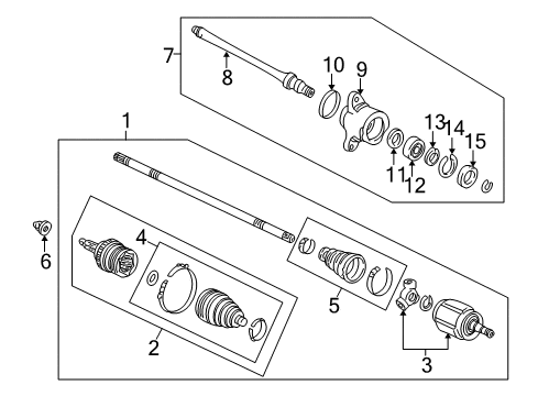 2000 Acura RL Drive Axles - Front Driveshaft Assembly, Passenger Side Diagram for 44305-SZ3-950