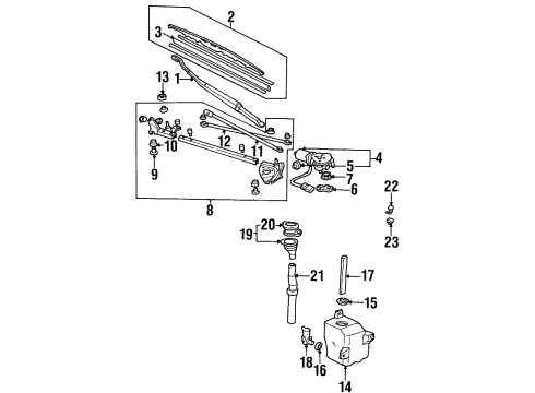 1995 Honda Accord Wiper & Washer Components Motor, Rear Washer Diagram for 76806-SV5-A02