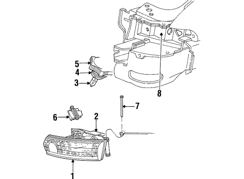 1997 Chrysler Concorde Headlamps Headlamp Assembly Diagram for 4856562