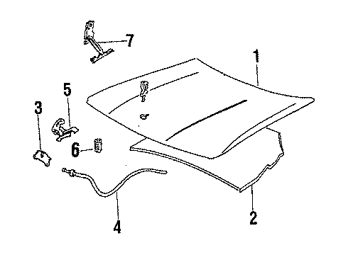 1987 Buick Electra Hood & Components Latch Asm-Hood Secondary Diagram for 25522740