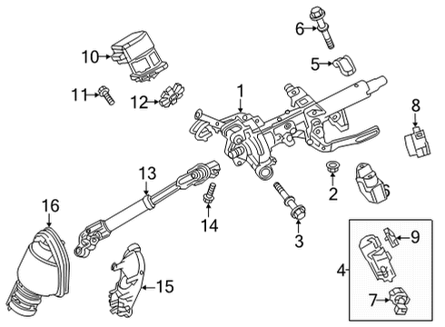 2022 Toyota Corolla Cross Steering Column Assembly Control Module Diagram for 89650-16300