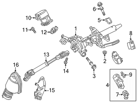 2022 Toyota Corolla Cross Steering Column Assembly Column Assembly Diagram for 4520A-0A070