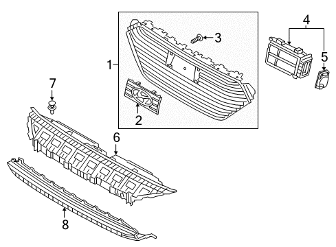 2019 Hyundai Ioniq Grille & Components Cover Assembly-S.C.C Unit Diagram for 86367-G2000
