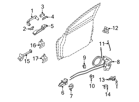 2008 Nissan Versa Front Door - Lock & Hardware Cylinder Set - Door Lock, RH Diagram for H0600-EL00A