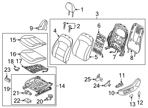 2020 Hyundai Elantra Driver Seat Components Heater-Front Seat Back Diagram for 88390-F3000