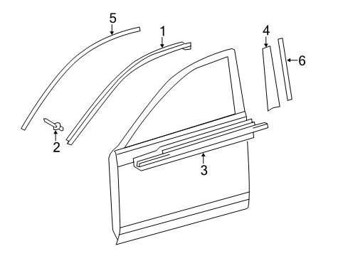 2012 Toyota Camry Exterior Trim - Front Door Body Side Molding Diagram for PT938-03120-AB
