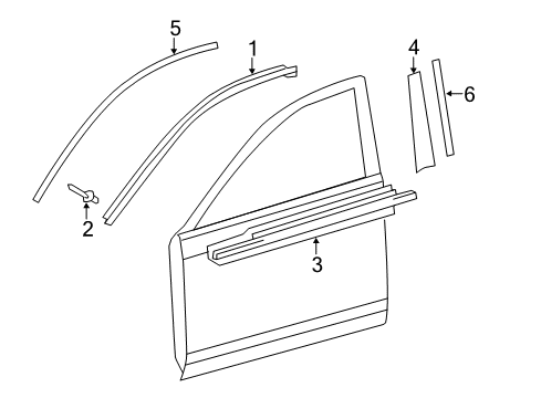 2012 Toyota Camry Exterior Trim - Front Door Body Side MOLDINGS Diagram for PT938-03120-02