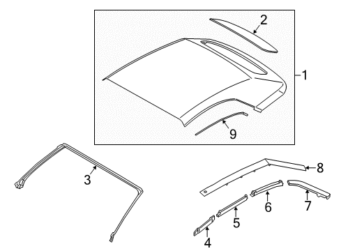 2017 Ford Mustang Covers & Trim - Top Front Weatherstrip Diagram for FR3Z-7603110-C