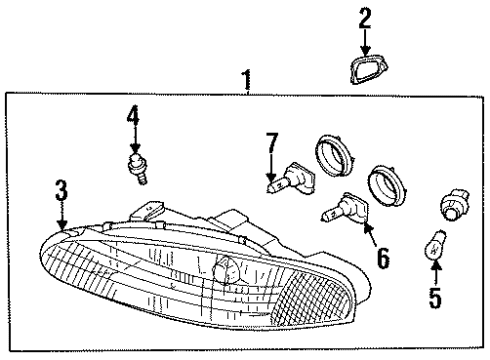 1997 Chrysler Sebring Bulbs Housing Headlamp Diagram for MR482335