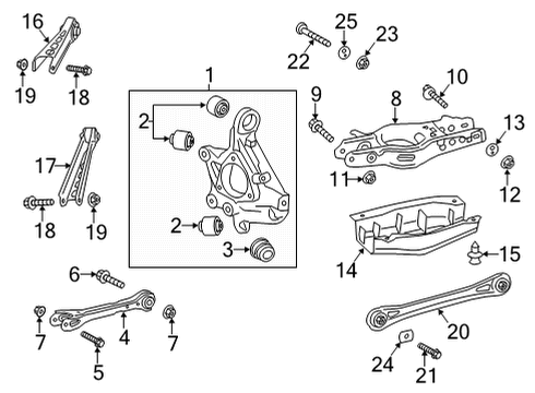 2021 Cadillac CT5 Rear Suspension Components, Lower Control Arm, Upper Control Arm, Ride Control, Stabilizer Bar Upper Control Arm Diagram for 84826379