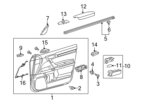 2011 Lexus GX460 Power Seats Front Door Armrest Assembly, Right Diagram for 74210-60280-A1