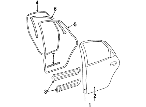 1997 Ford Taurus Rear Door Upper Weatherstrip Diagram for 4F1Z-5425325-AA