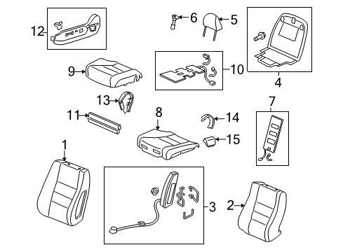 2010 Honda Accord Front Seat Components Pad, L. FR. Seat-Back Diagram for 81527-TA0-A71