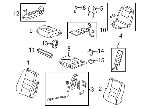 2010 Honda Accord Front Seat Components Cover, R. Reclining (Outer) *NH167L* (GRAPHITE BLACK) Diagram for 81238-TA0-A81ZA