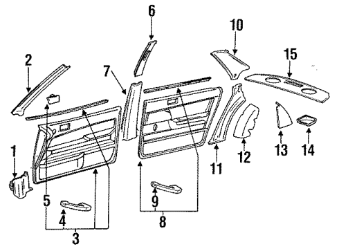 1990 Lexus ES250 Interior Trim Garnish, Center Pillar, Lower RH Diagram for 62041-32010-01