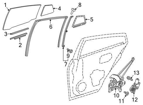 2021 Toyota Prius AWD-e Rear Door Run Channel Diagram for 68142-47052