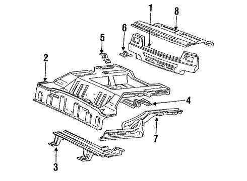 1994 Hyundai Scoupe Rear Body Member Assembly-Rear Floor Side, LH Diagram for 65710-23300