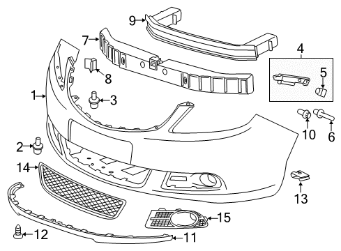 2015 Buick Verano Front Bumper Lower Grille Diagram for 22824481