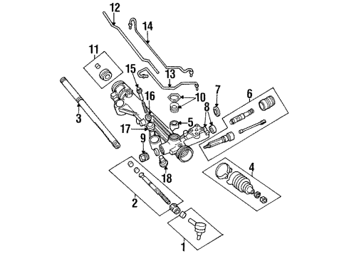 1996 Ford Windstar P/S Pump & Hoses, Steering Gear & Linkage Pressure Line Diagram for F3DZ-3A714-A