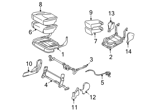2006 Lexus RX330 Rear Seat Components Center Seat Cushion Cover Sub-Assembly Diagram for 71097-48010-A0