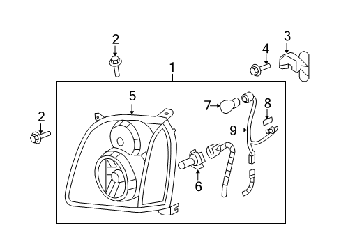 2011 GMC Yukon XL 2500 Headlamps Socket & Wire Diagram for 15782378