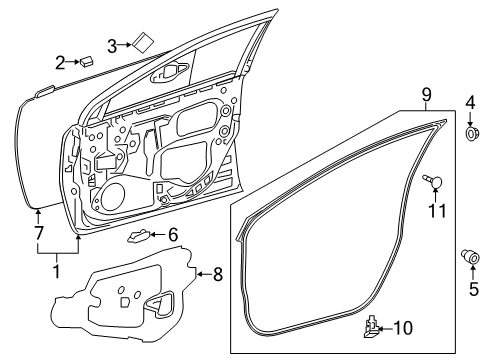 2017 Toyota Corolla iM Front Door Outer Panel Diagram for 67112-12720