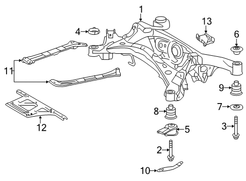 2018 Lexus IS300 Suspension Mounting - Rear Cushion, Rear Suspension Member Diagram for 52272-30011