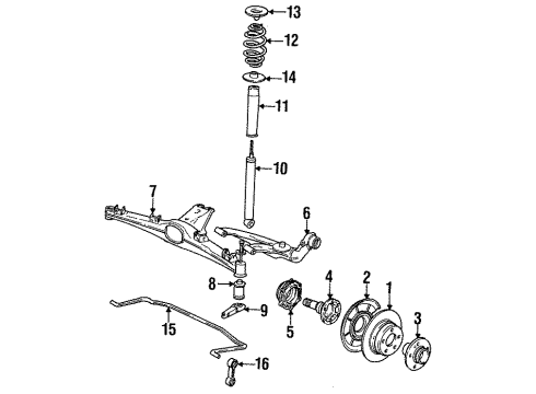 1990 BMW 325i Rear Suspension Components, Stabilizer Bar Rubber Mounting Diagram for 33311130537