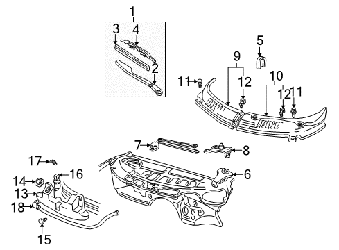 1999 Chevrolet Camaro Wiper & Washer Components Blade Asm, Windshield Wiper Diagram for 22143969