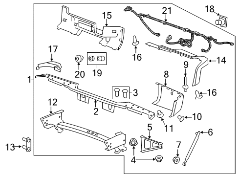 2007 GMC Sierra 2500 HD Parking Aid Side Brace Bolt Diagram for 11518660