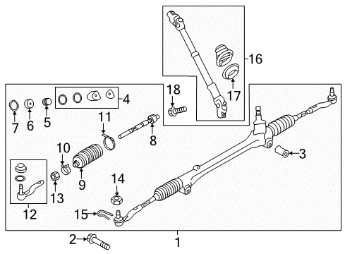 2018 Toyota 86 Steering Column & Wheel, Steering Gear & Linkage Gear Assembly Spring Diagram for SU003-00827